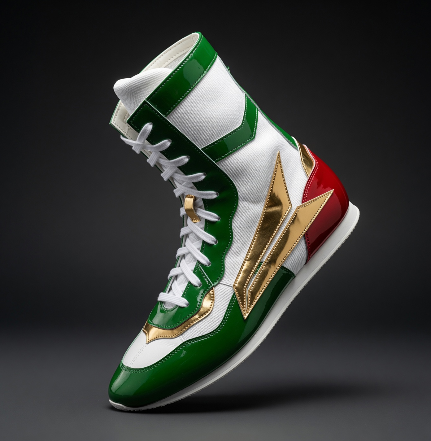 JIDOKAAN custom boxing shoe — green, white and red